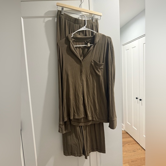 SKIMS Olive Green Soft Lounge Rib Sleep Set